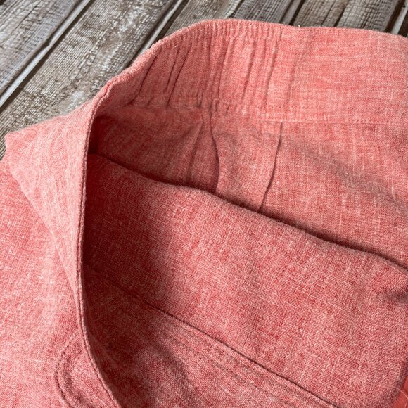 CJ BANKS Women's Plus 16W 16 Pink Linen Lightweight Elastic Waist Capri Pants - Picture 3 of 5